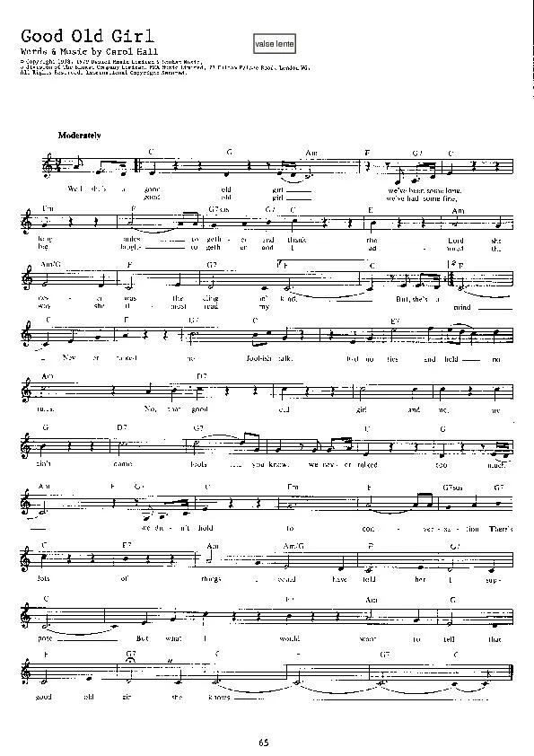 télécharger la partition d'accordéon Good old girl (Valse Lente) au format PDF
