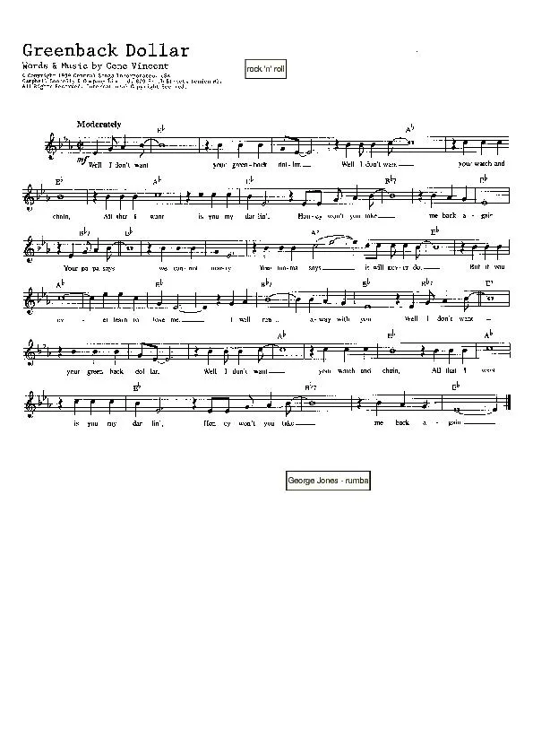 télécharger la partition d'accordéon Greenback dollar (Rock and Roll) au format PDF
