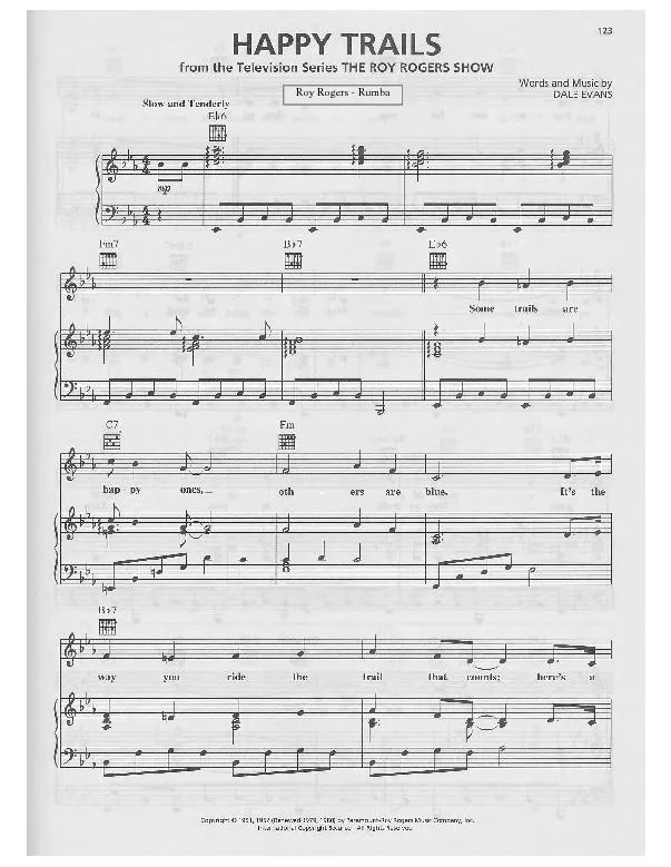 télécharger la partition d'accordéon Happy trails (Chant : Roy Rogers) (Rumba) au format PDF