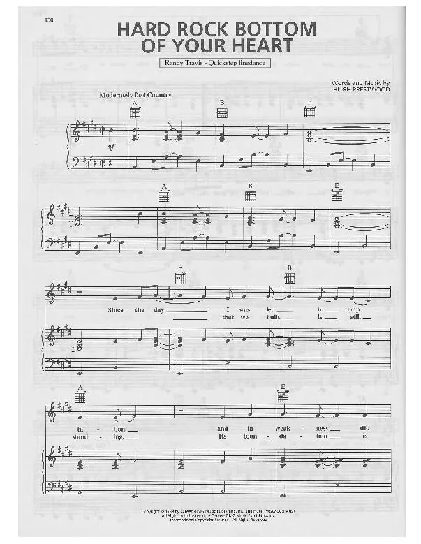 télécharger la partition d'accordéon Hard rock bottom of your heart (Chant : Randy Travis) (Quickstep Linedance) au format PDF