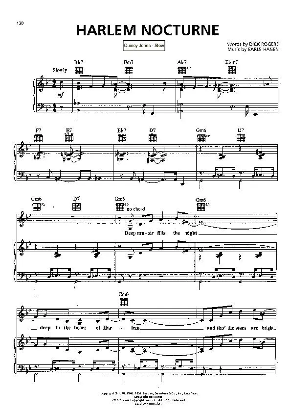 télécharger la partition d'accordéon Harlem nocturne (Chant : Quincy Jones) (Slow) au format PDF