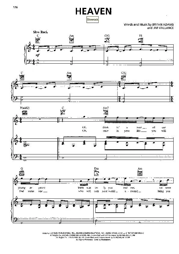 télécharger la partition d'accordéon Heaven (Slow Rock) au format PDF