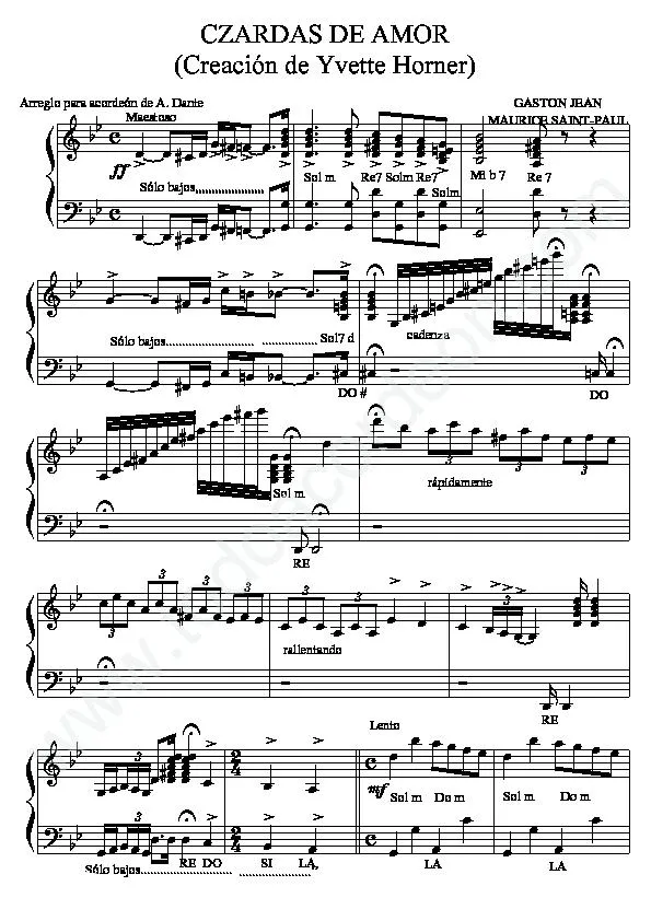 télécharger la partition d'accordéon Czardas De Amor (Création de Yvette Horner) (Arrangement pour Accordéon : Adrian Dante) au format PDF