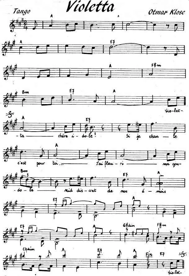 télécharger la partition d'accordéon Violetta (Tango) au format PDF