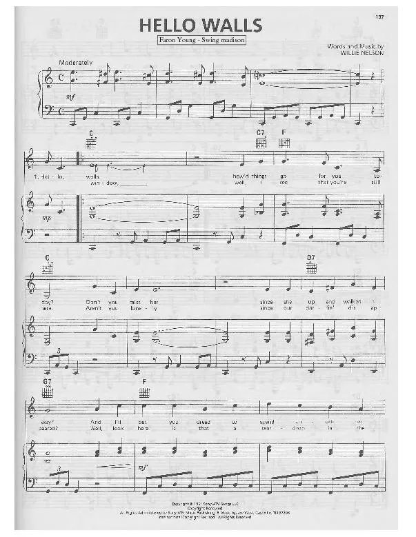 télécharger la partition d'accordéon Hello Walls (Chant : Faron Young) (Swing Madison) au format PDF
