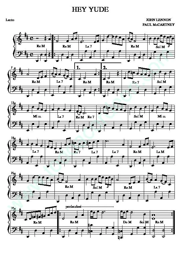 télécharger la partition d'accordéon Hey Jude (Interprètes : The Beatles) (Slow) au format PDF