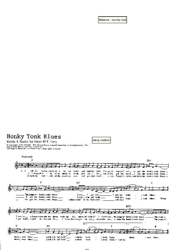 télécharger la partition d'accordéon Honky tonk blues (Swing Madison) au format PDF