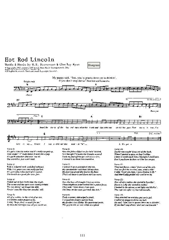 télécharger la partition d'accordéon Hot Rod Lincoln (Bluegrass) au format PDF