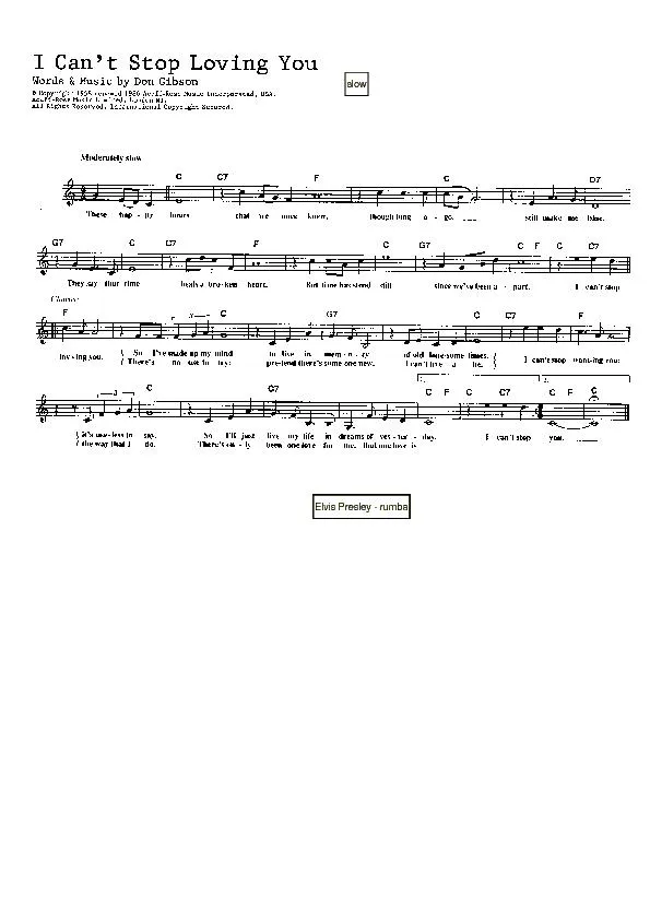 télécharger la partition d'accordéon I can't stop loving you (Chant : Conway Twitty) (Slow) au format PDF