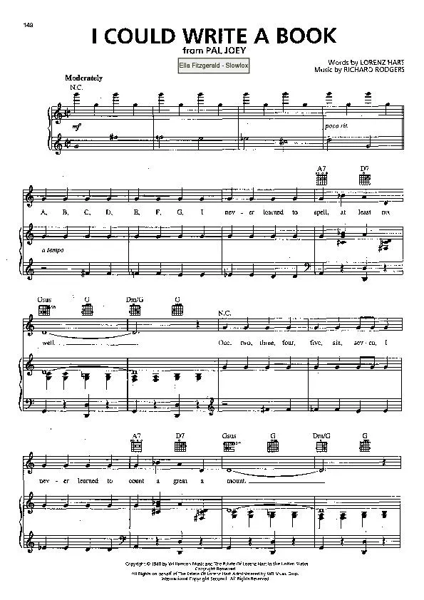 télécharger la partition d'accordéon I could write a book (Du Film : Pal Joey) (Chant : Ella Fitzgerald) (Slow Fox-Trot) au format PDF