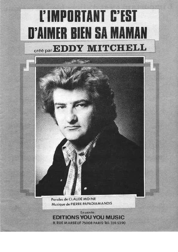 télécharger la partition d'accordéon L'important c'est d'aimer bien sa Maman (Chant : Eddy Mitchell) au format PDF