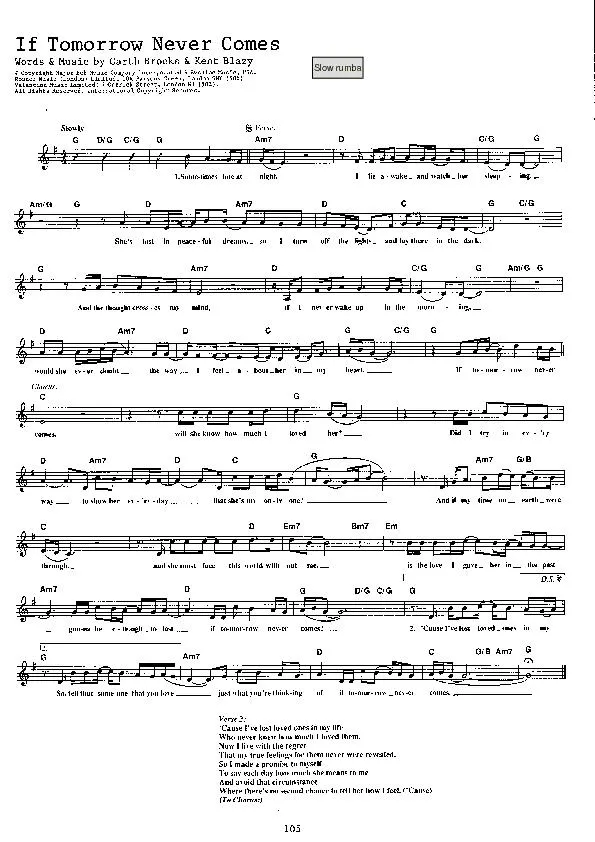 télécharger la partition d'accordéon If tomorrow never comes (Slow) au format PDF