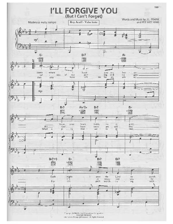 télécharger la partition d'accordéon I'll forgive you (but I can't forget) (Chant : Roy Acuff) (Valse Lente) au format PDF