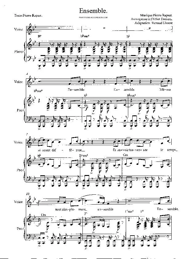 télécharger la partition d'accordéon Ensemble (Arrangement : Didier Dessers) (Adaptation : Renaud Lhoest) au format PDF