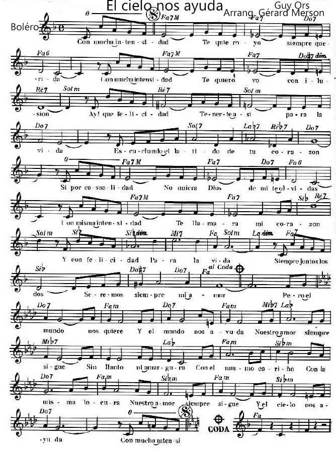 télécharger la partition d'accordéon El cielo nos ayuda (Arrangement : Gérard Merson) (Boléro) au format PDF