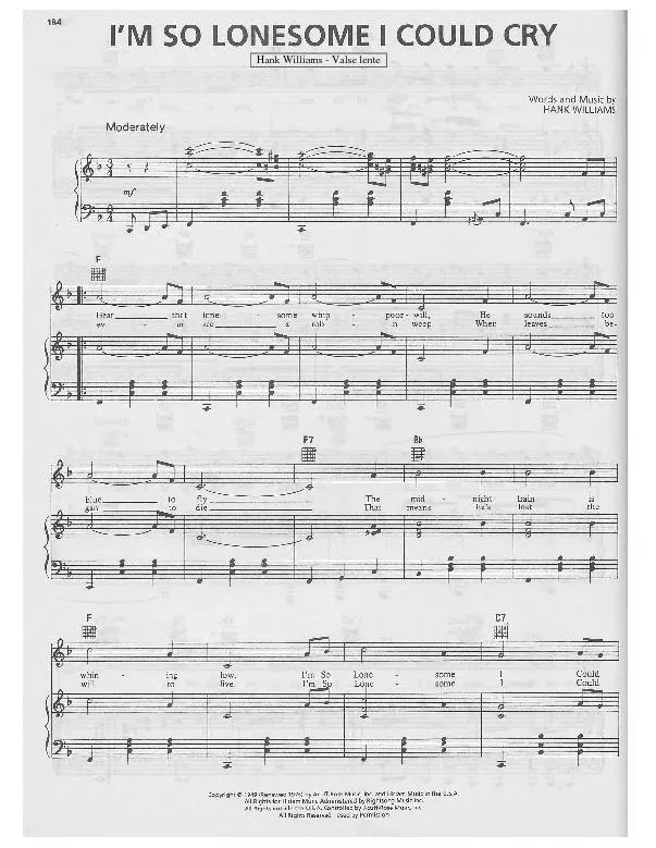 télécharger la partition d'accordéon I'm so lonesome I could cry (Valse Lente) au format PDF