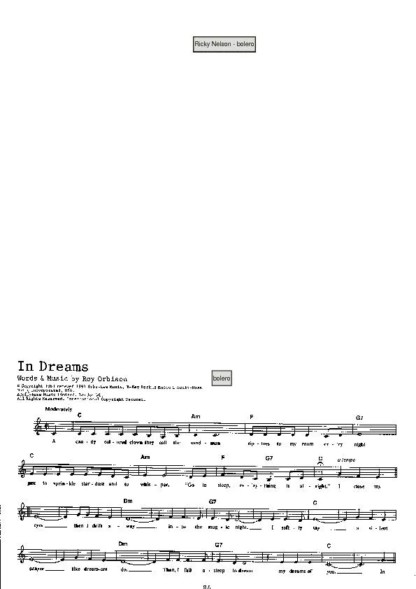 télécharger la partition d'accordéon In dreams (Boléro) au format PDF