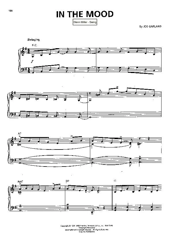télécharger la partition d'accordéon In the mood (Interprète : Glenn Miller) (Swing Instrumental) au format PDF