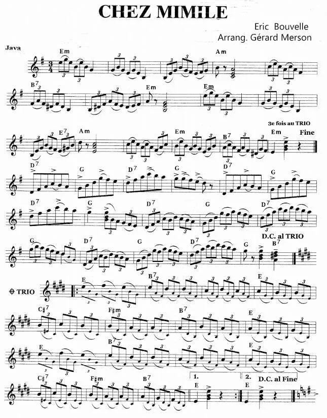 télécharger la partition d'accordéon Chez Mimile (Arrangement : Gérard Merson) (Java) au format PDF