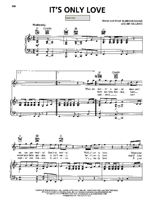 télécharger la partition d'accordéon It's only love (Hard Rock) au format PDF
