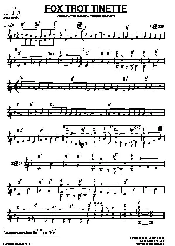 télécharger la partition d'accordéon Fox Trot Tinette (Fox Trot) au format PDF