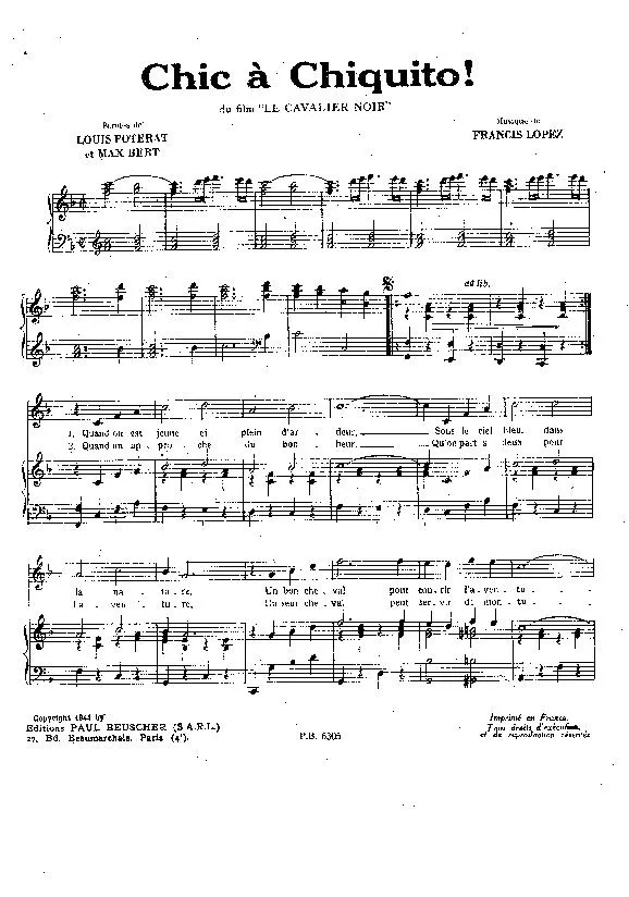télécharger la partition d'accordéon Chic à Chiquito (Chant : Georges Guétary) (Latin Pop) au format PDF