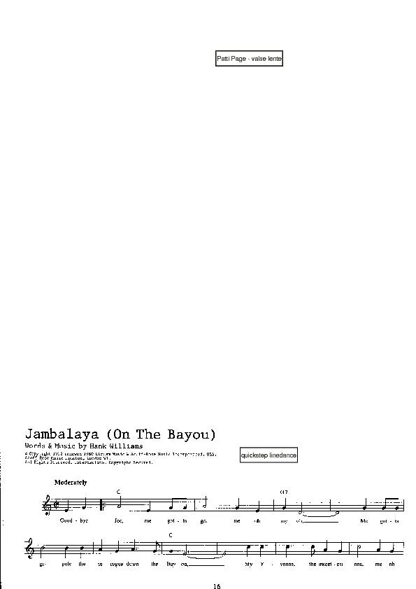 télécharger la partition d'accordéon Jambalaya (On the Bayou) (Quickstep Linedance) au format PDF