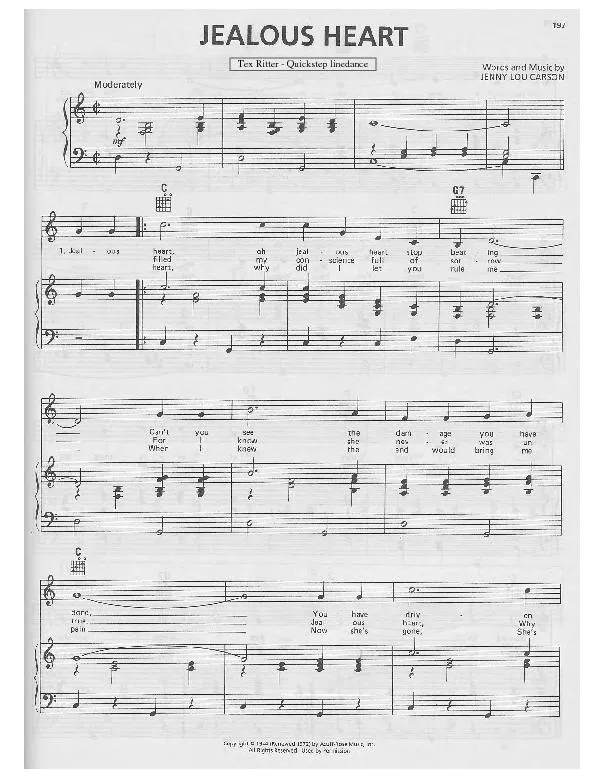 télécharger la partition d'accordéon Jealous heart (Chant : Tex Ritter) (Country Quickstep Linedance) au format PDF