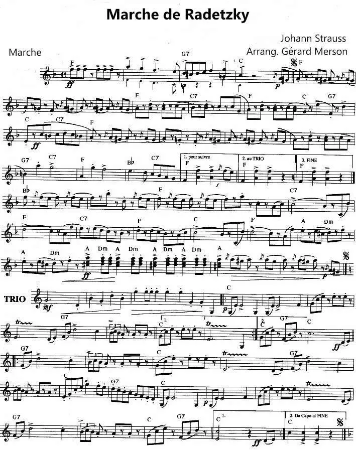 télécharger la partition d'accordéon Marche de Radetzky (Arrangement : Gérard Merson) au format PDF
