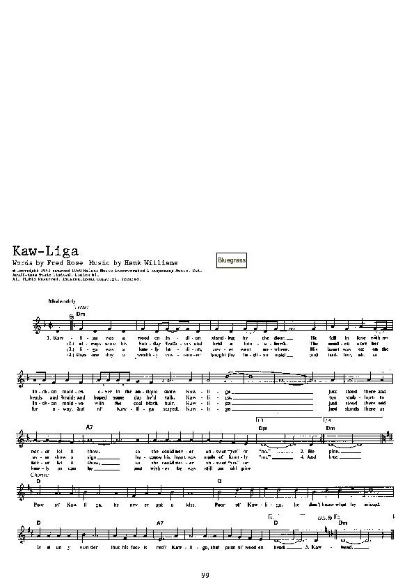 télécharger la partition d'accordéon Kaw Liga (Bluegrass) au format PDF
