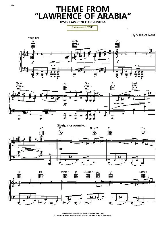 télécharger la partition d'accordéon Theme from Lawrence of Arabia (Instrumentale) au format PDF