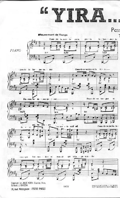 télécharger la partition d'accordéon Yira Yira (Passe Passe) (Orchestration Complète) (Tango) au format PDF