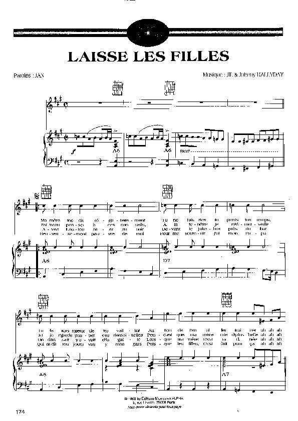 télécharger la partition d'accordéon Laisse les filles (Rock and Roll) au format PDF