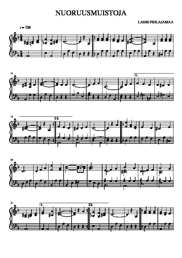 télécharger la partition d'accordéon Nuoruusmuistoja (Souvenirs de jeunesse) (Valse) au format PDF