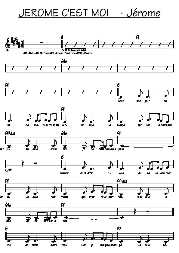 télécharger la partition d'accordéon C'est moi Jérôme (Chant : C Jérôme) (Relevé) au format PDF