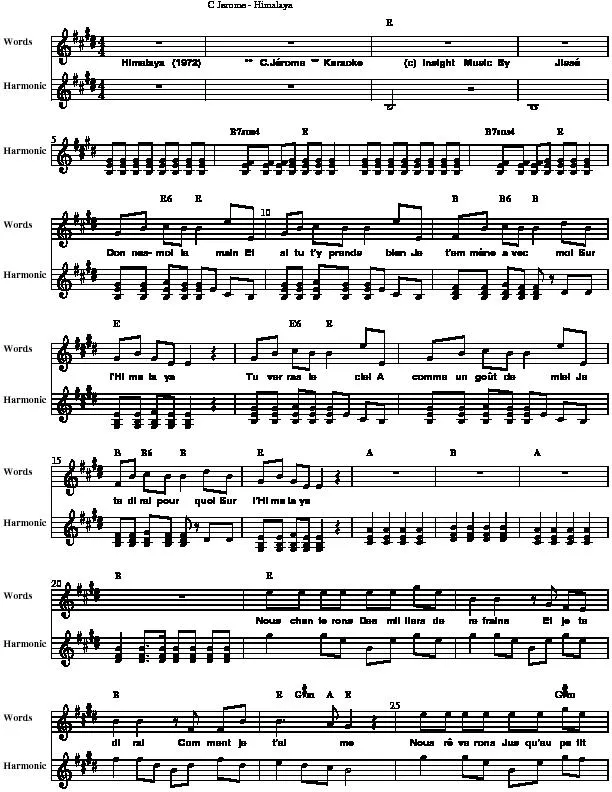 télécharger la partition d'accordéon Himalaya (Chant : C Jérôme) (Relevé) au format PDF