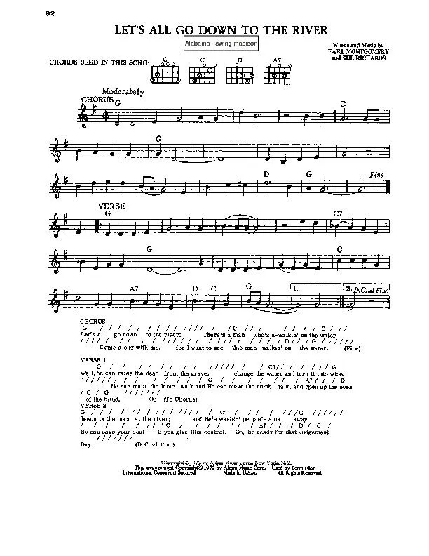 télécharger la partition d'accordéon Let's all go down to the river (Interprètes : Alabama) (Swing Madison) au format PDF