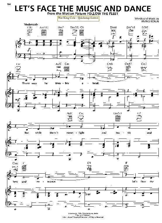 télécharger la partition d'accordéon Let's face the music and dance (Du Film : Follow the fleet) (Chant : Nat King Cole) (Quickstep Foxtrot) au format PDF