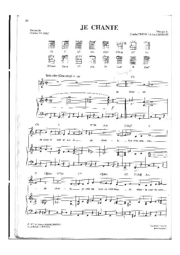 télécharger la partition d'accordéon Je chante (One Step) au format PDF
