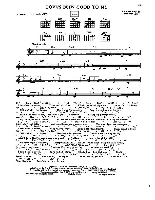 télécharger la partition d'accordéon Love's been good to me (Rumba) au format PDF
