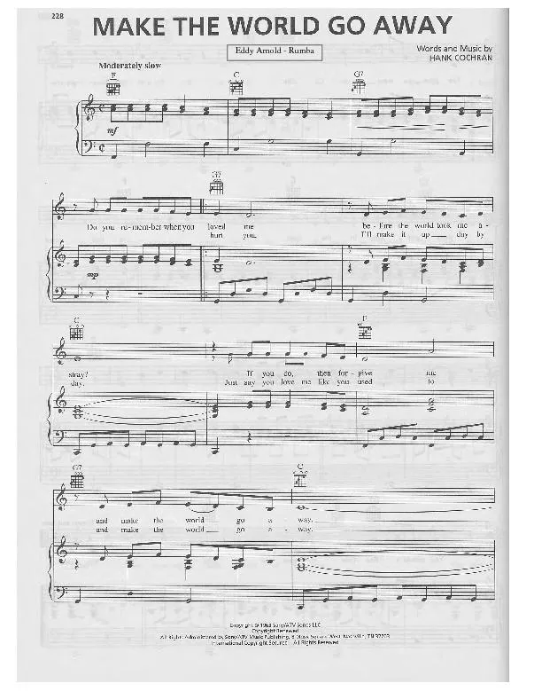 télécharger la partition d'accordéon Make the world go away (Chant : Eddy Arnold) (Rumba) au format PDF