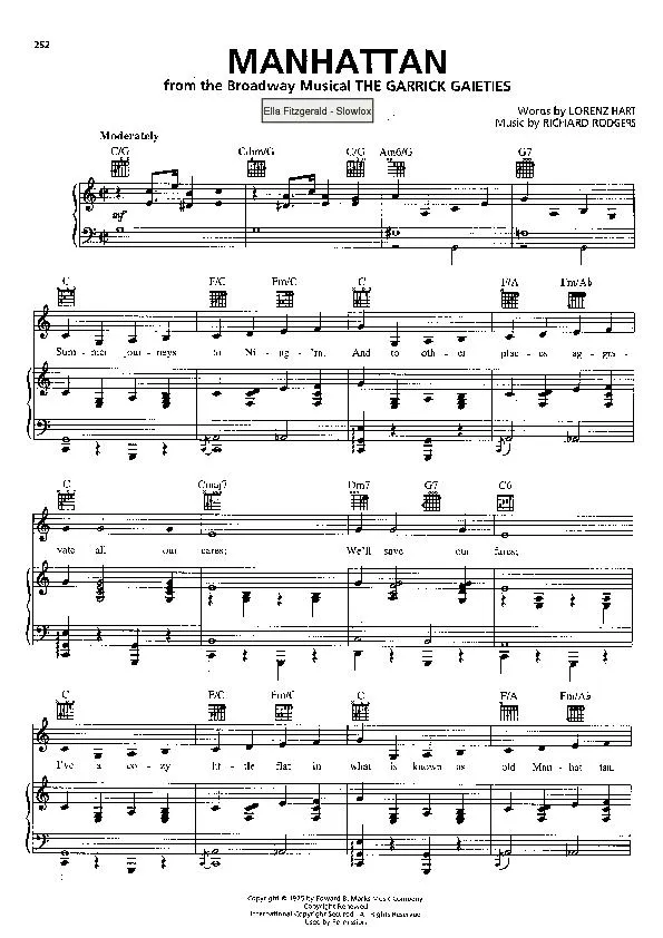 télécharger la partition d'accordéon Manhattan (Du Film : The Garrick Gaieties) (Chant : Ella Fitzgerald) (Slow Fox-Trot) au format PDF