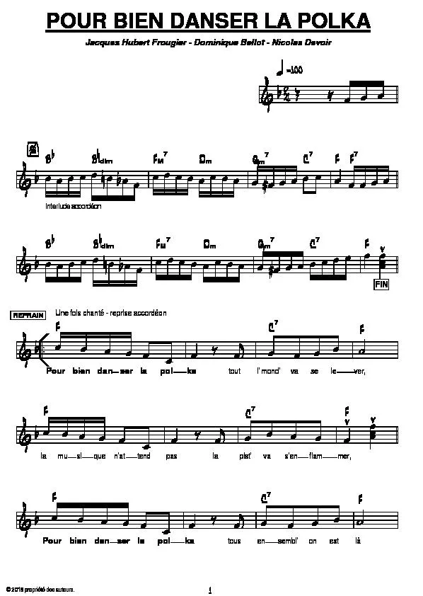 télécharger la partition d'accordéon Pour bien danser la polka au format PDF