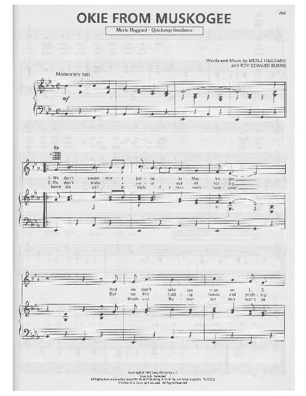 télécharger la partition d'accordéon Okie from Muskogee (Quickstep Linedance) au format PDF