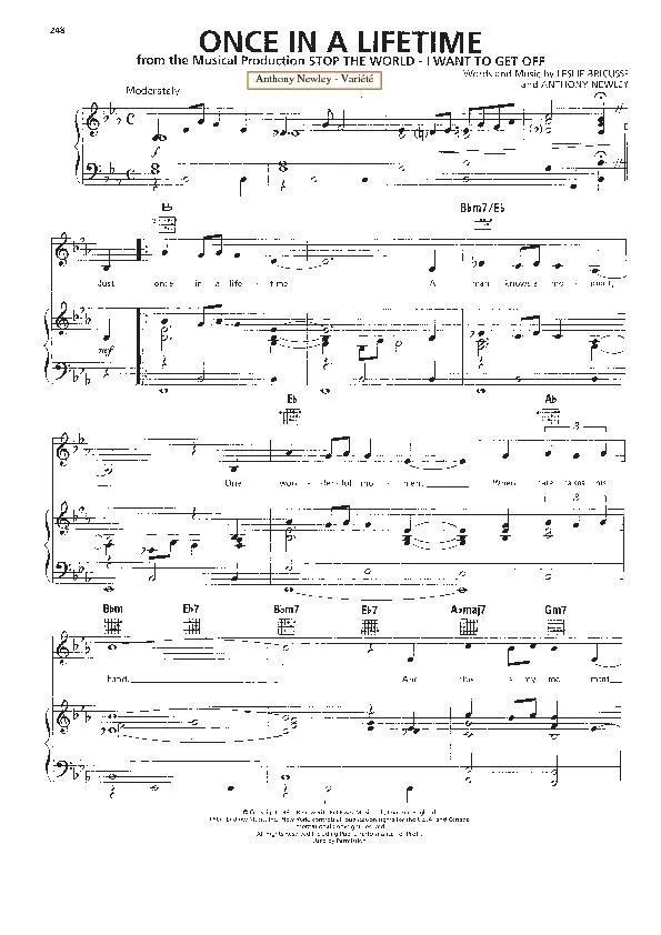 télécharger la partition d'accordéon Once in a lifetime (Du Film : Stop the world I want to get off) (Chant : Anthony Newley) au format PDF