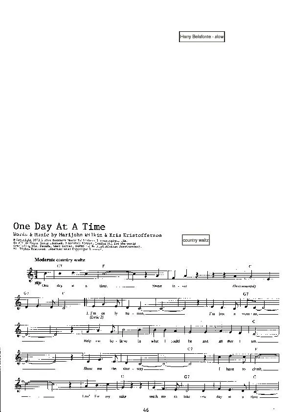 télécharger la partition d'accordéon One day at a time (Valse Country) au format PDF