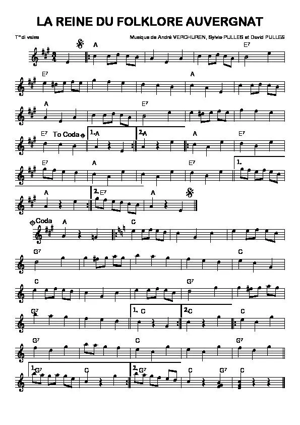 télécharger la partition d'accordéon La reine du folklore auvergnat (Valse) au format PDF