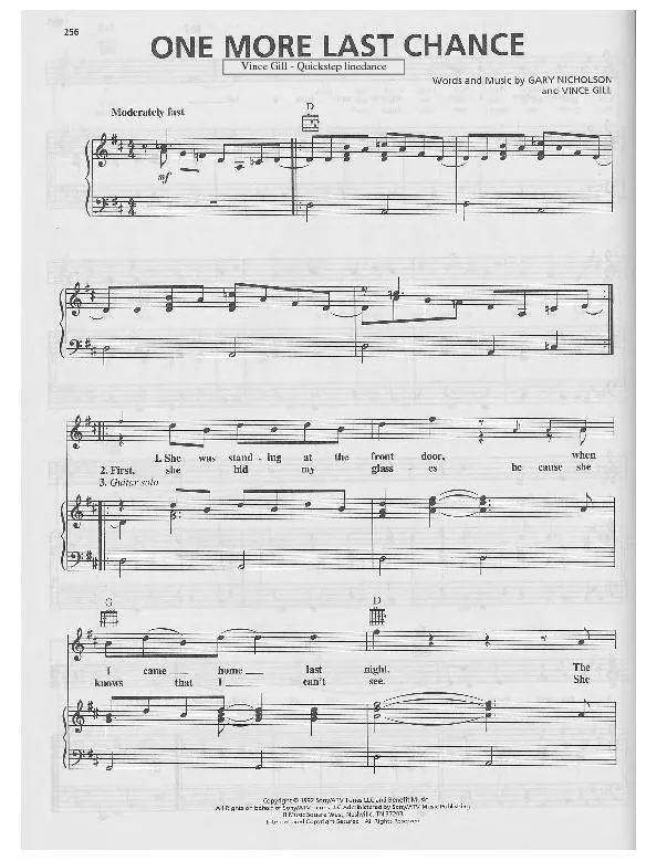 télécharger la partition d'accordéon One more last chance (Chant : Vince Gill) (Quickstep Linedance) au format PDF