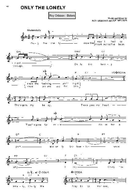 télécharger la partition d'accordéon Only the lonely (Chant : Roy Orbison) (Boléro) au format PDF