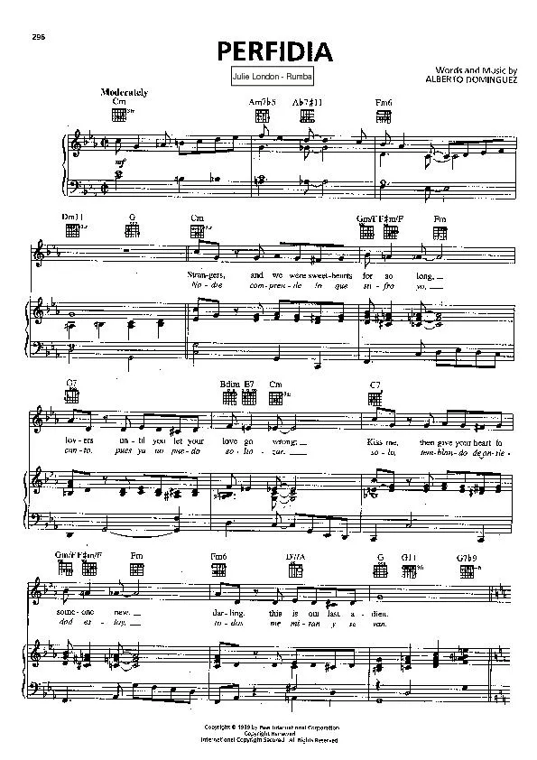 télécharger la partition d'accordéon Perfidia (Chant : Julie London) (Rumba) au format PDF